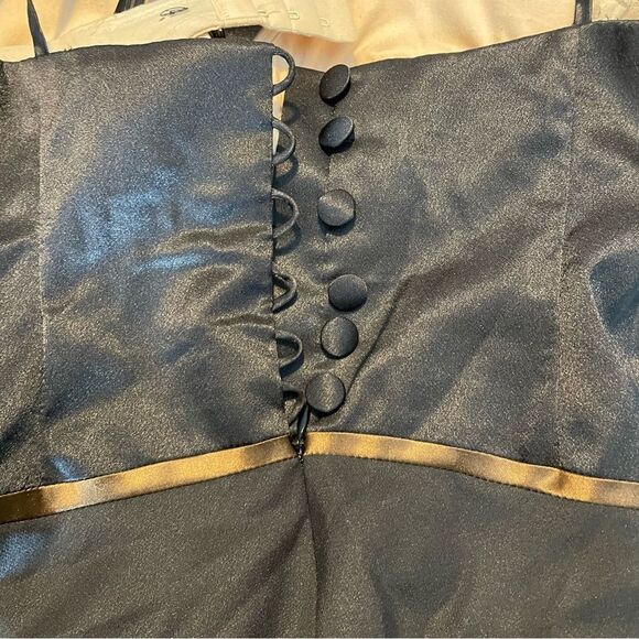 Suzanne Ermann Couture Black‎ Satin Gown Formal Dress 38 - Picture 9 of 11